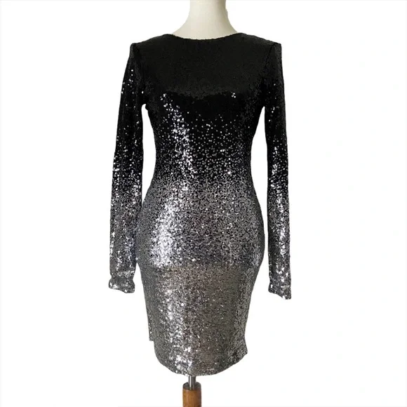 Mind Code Ombre’ Sequin Open Back Dress - Picture 2 of 9